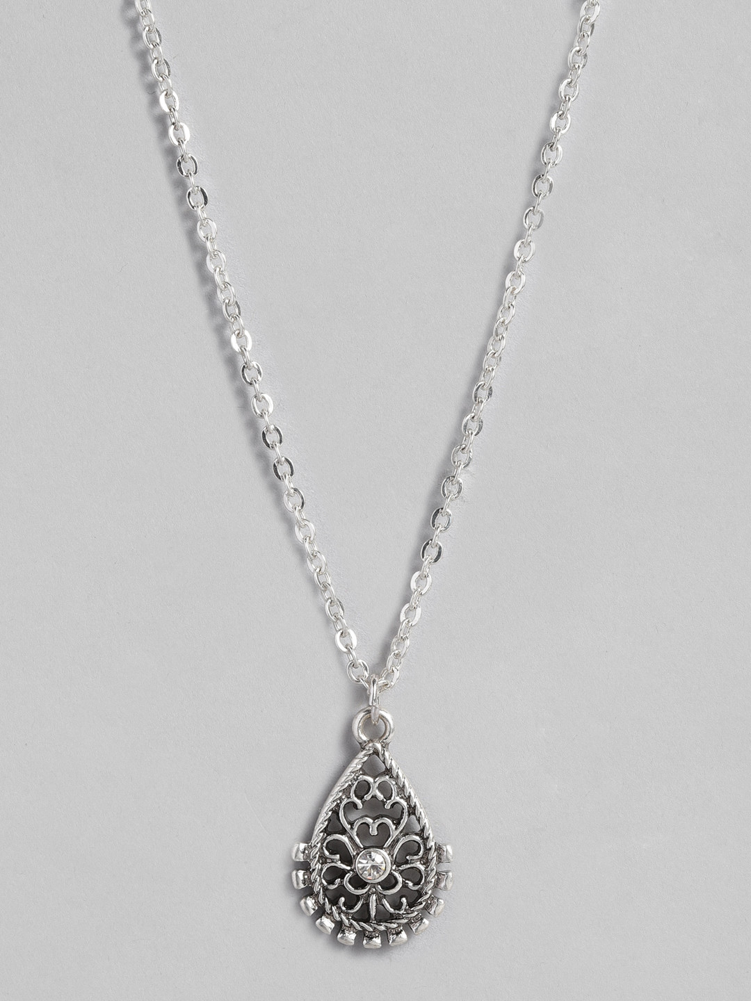 

Accessorize Silver-Toned Floral Design Pendant with Chain