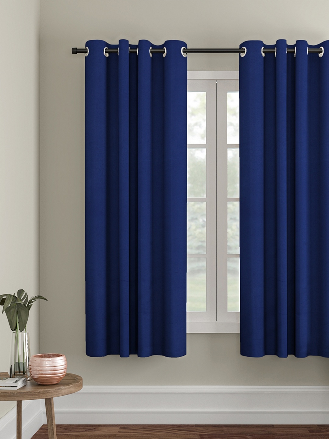 

eyda Navy Blue Single Room Darkening Window Curtain