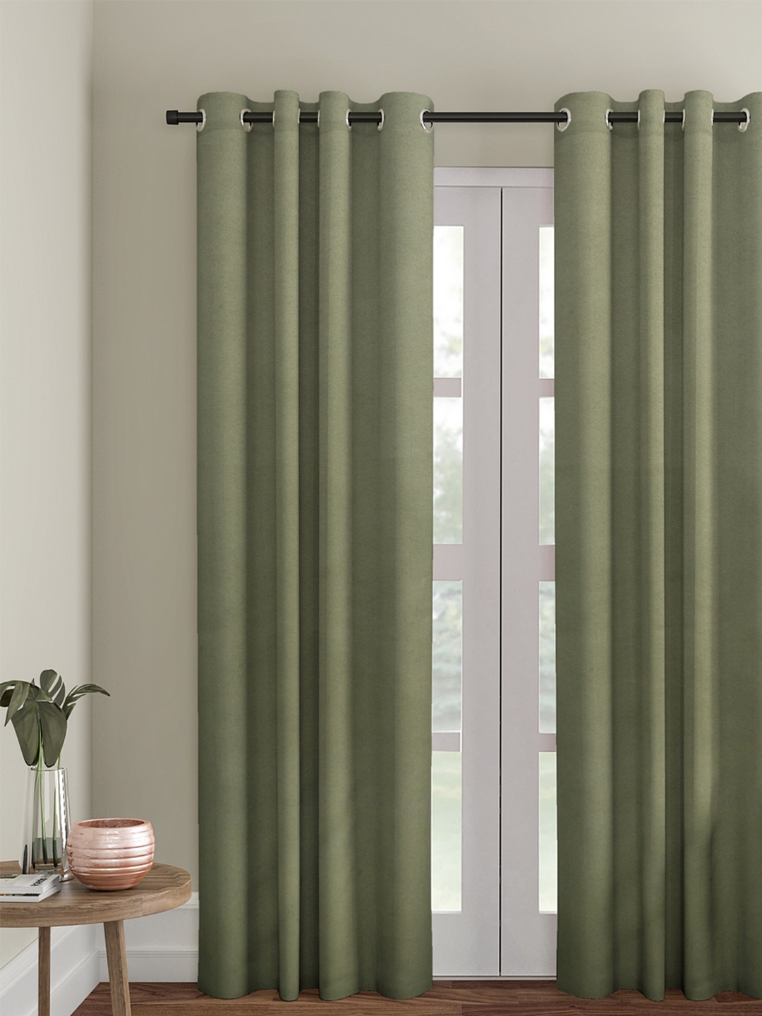 

eyda Olive Green Single Room Darkening Long Door Curtain