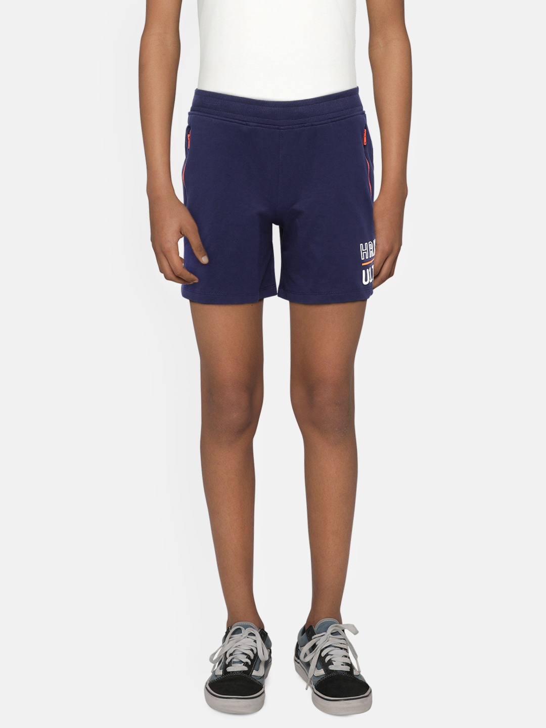 

HRX by Hrithik Roshan Boys Medieval Blue Solid Regular Fit Bio wash Lifestyle Shorts, Navy blue