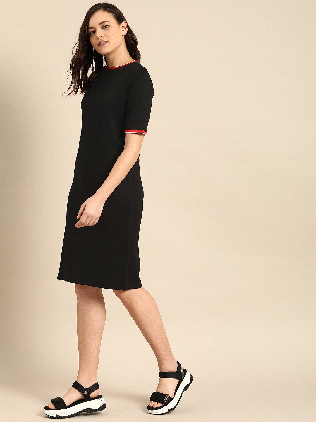 

ether Women Black Solid T-shirt Dress