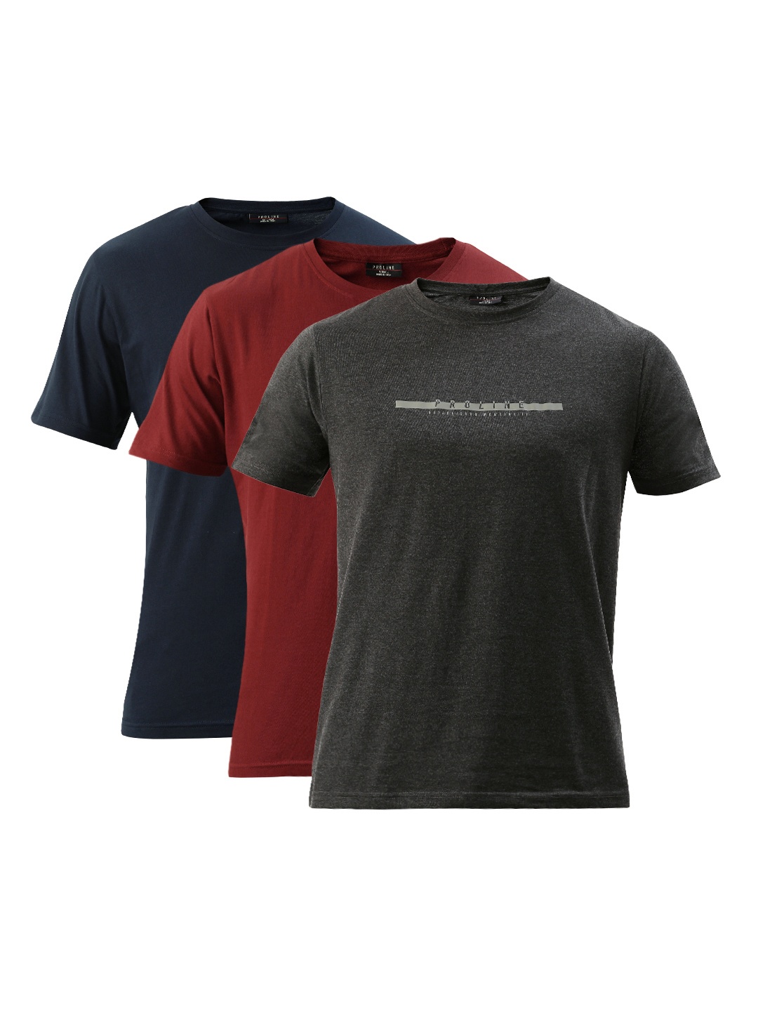 

Proline Active Pack Of 3 Men Solid Round Neck T-shirt, Charcoal