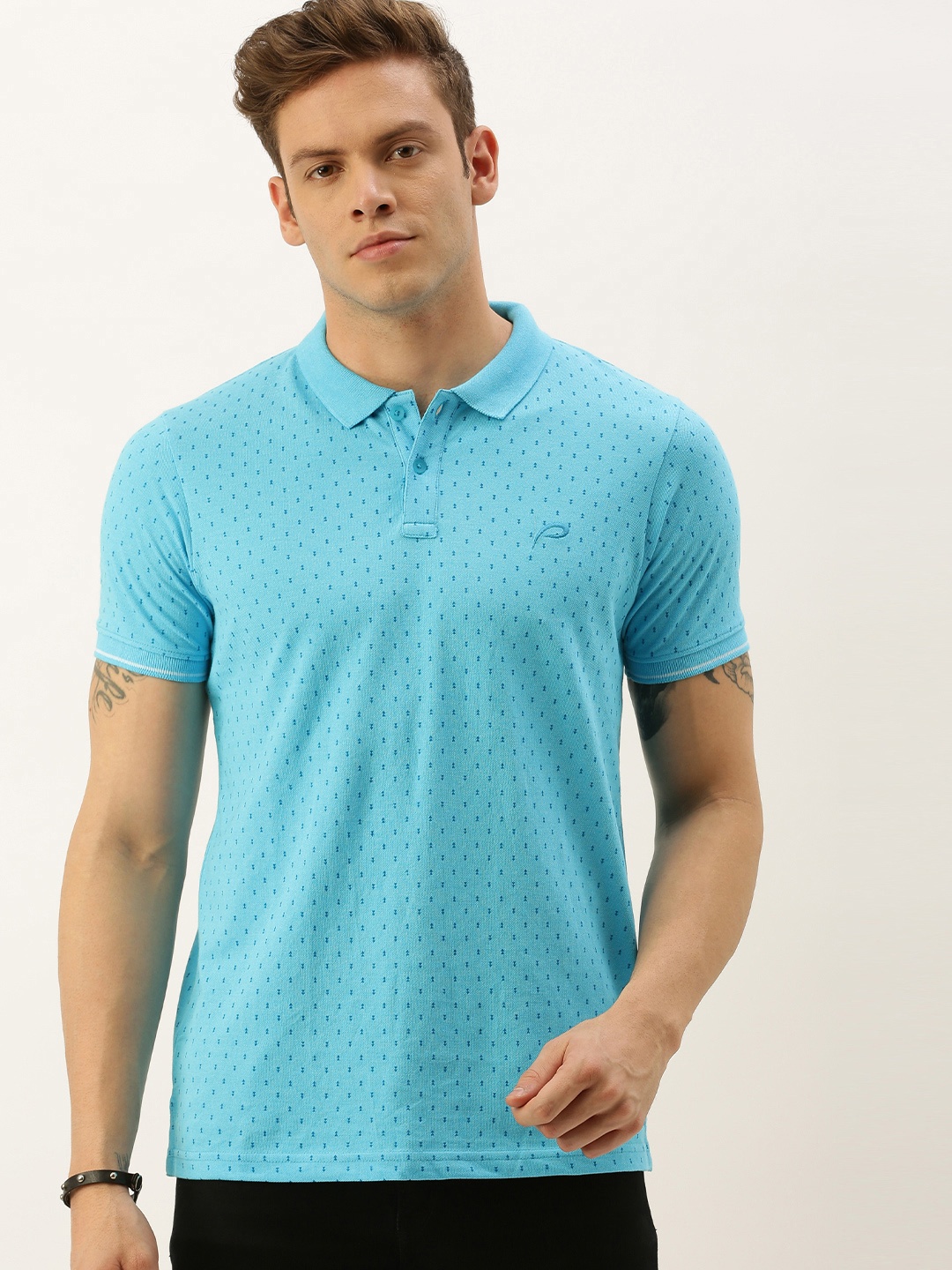 

Proline Active Men Blue Printed Polo Collar T-shirt