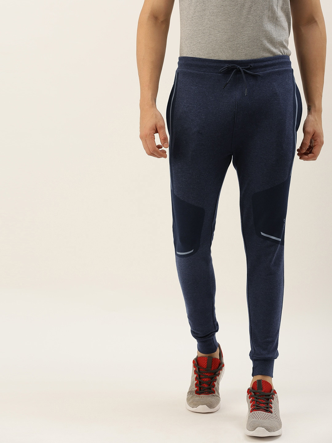 

Proline Active Men Navy Blue Slim Fit Solid Joggers with Printed Detail