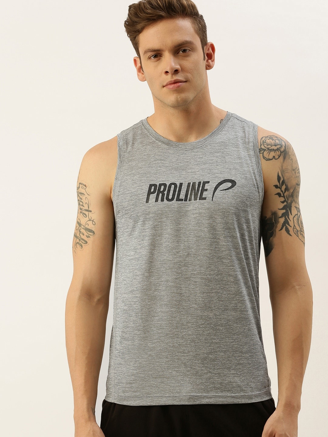 

Proline Active Men Grey Printed Round Neck Everfresh T-shirt