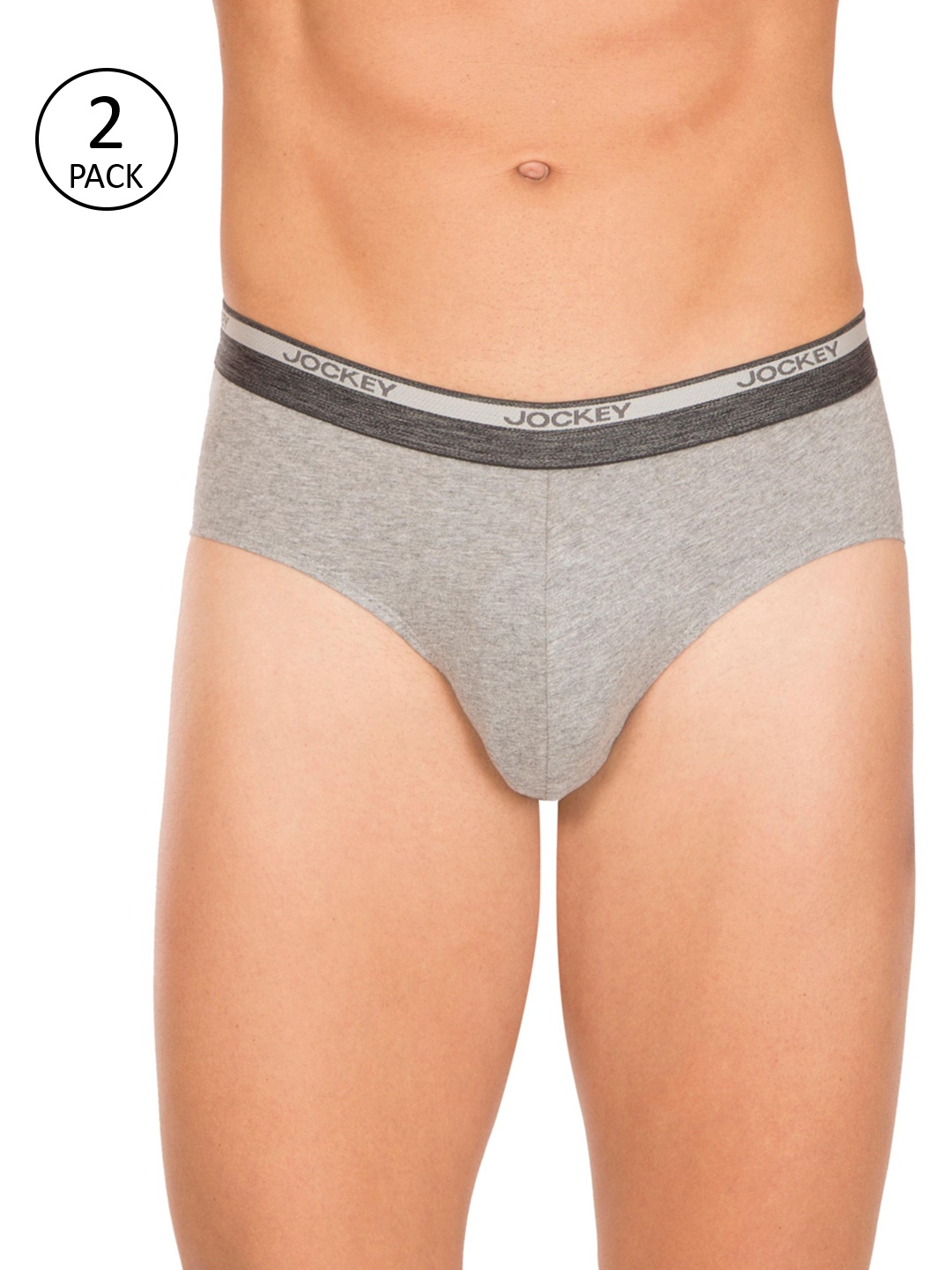 

Jockey Men Pack of 2 Grey Melange Solid Briefs