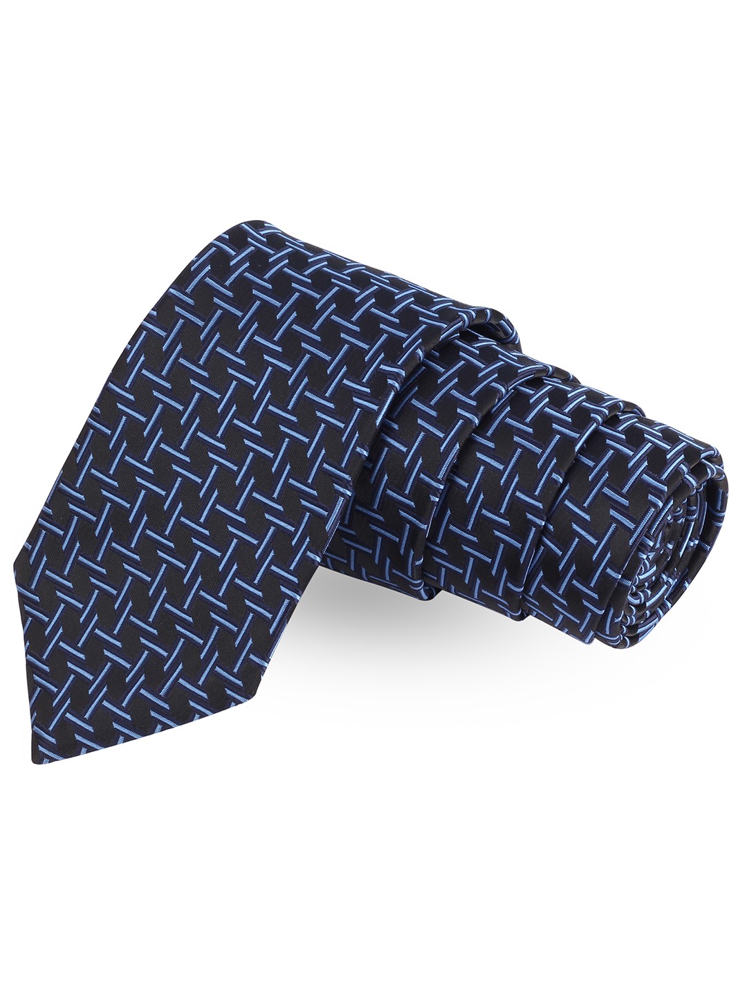 

PELUCHE Black & Blue Woven Design Broad Tie