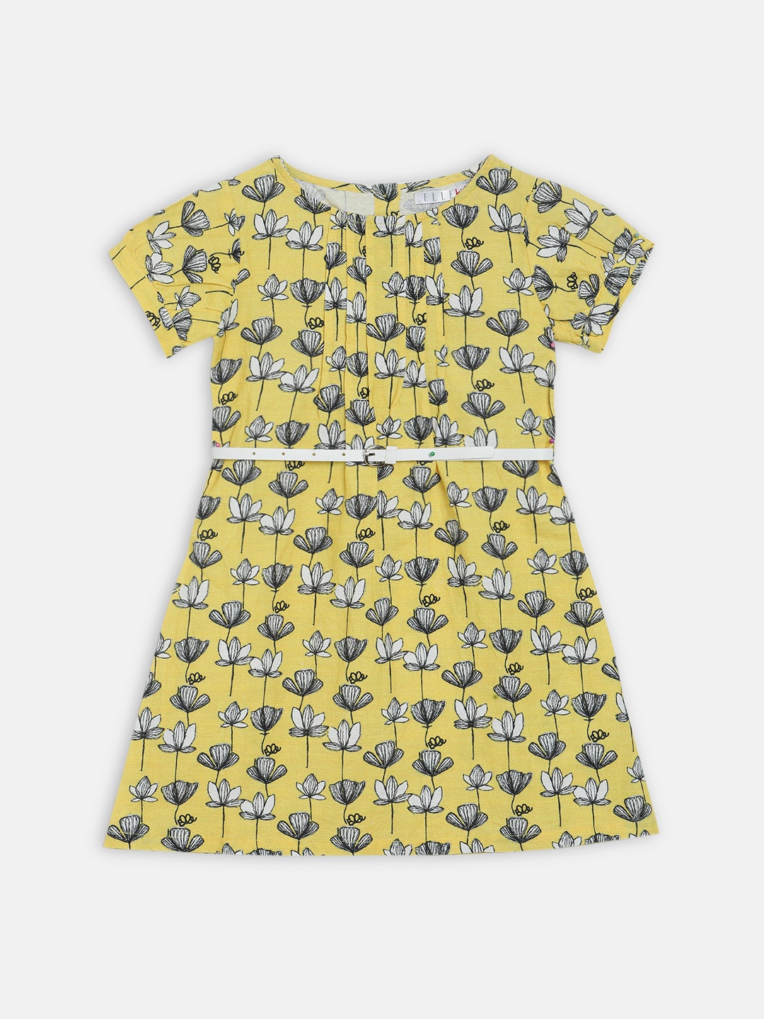 

ELLE Girls Yellow & Black Printed A-Line Dress