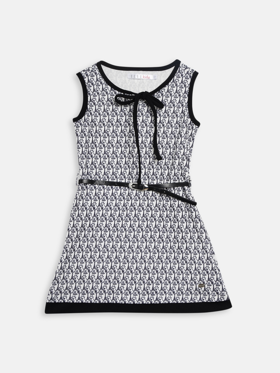 

ELLE Girls Off-White & Black Printed A-Line Dress