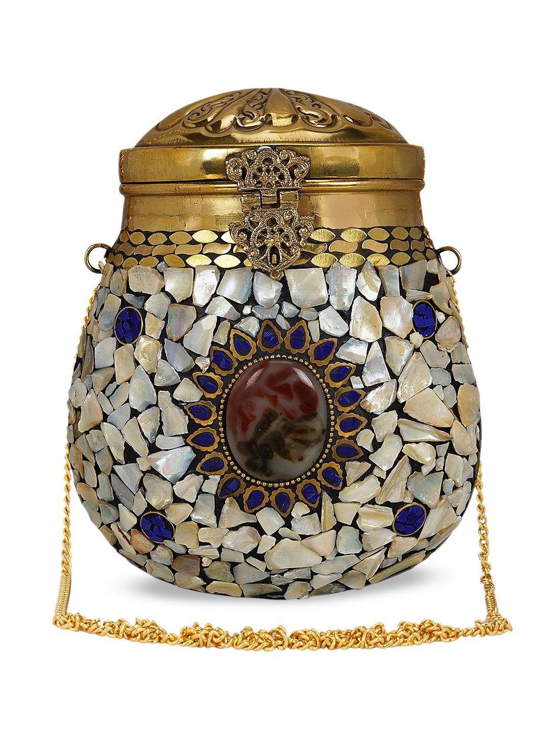 

Anekaant White & Gold-Toned Embellished Clutch