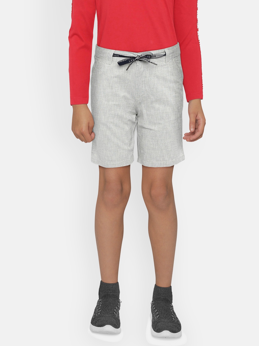 

Lee Cooper Boys Grey Self Design Regular Fit Chino Shorts