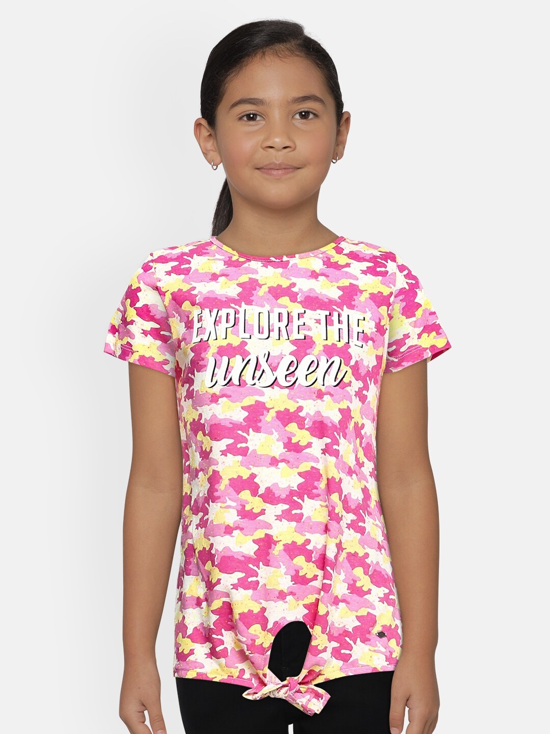 

Lee Cooper Pink Printed Round Neck Regular Top