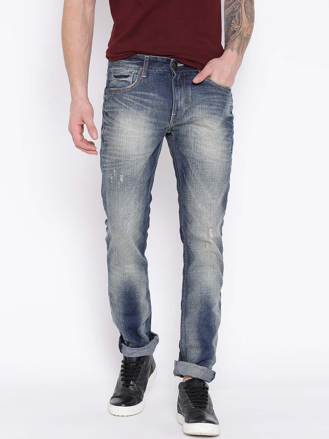 

Locomotive Blue Washed Slim Straight Jeans