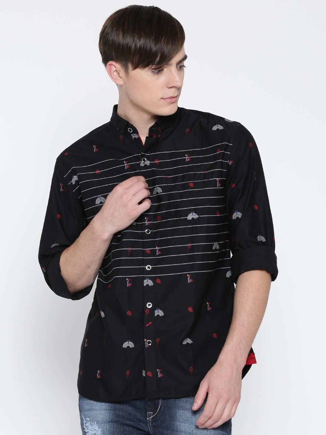 

Locomotive Black Printed Casual Shirt
