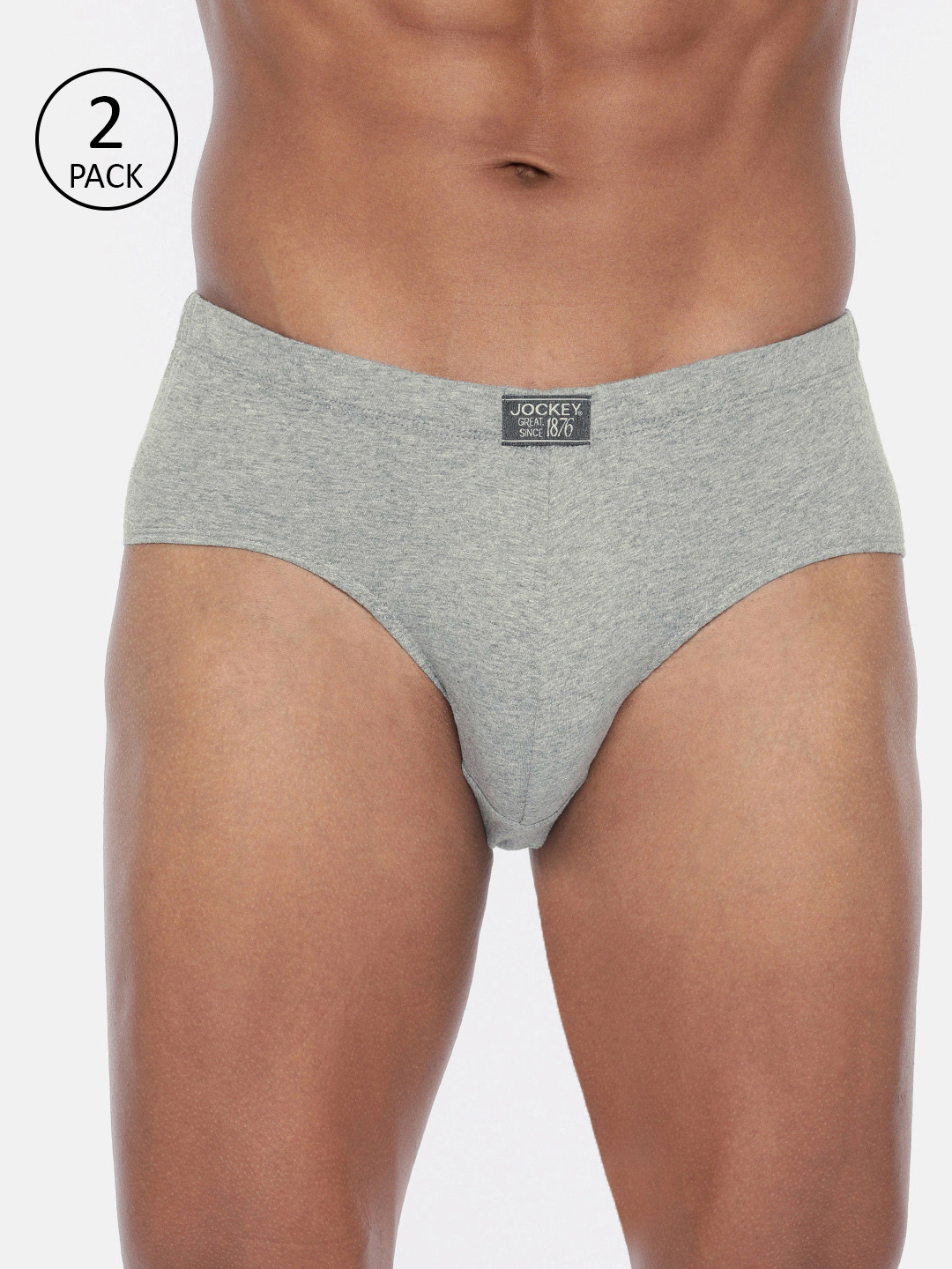 

Jockey Men Pack of 2 Grey Melange Solid Briefs