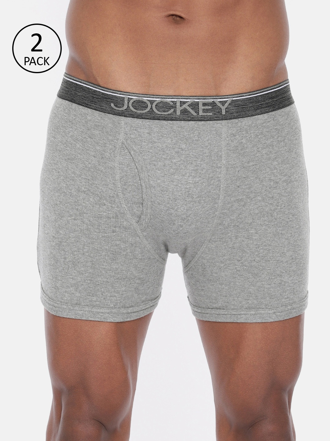 

Jockey Men Pack of 2 Grey Melange Solid Trunks