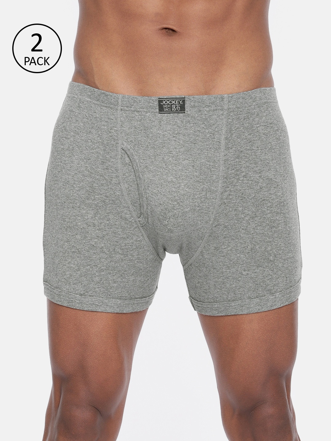 

Jockey Men Pack of 2 Grey Melange Solid Trunks