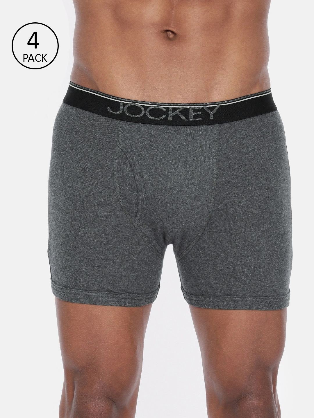 

Jockey Men Pack of 4 Charcoal Grey Solid Trunks