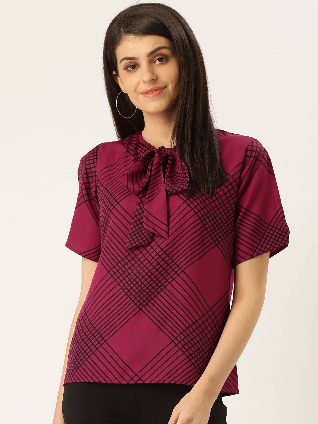 

Style Quotient Women Pink & Black Printed Top