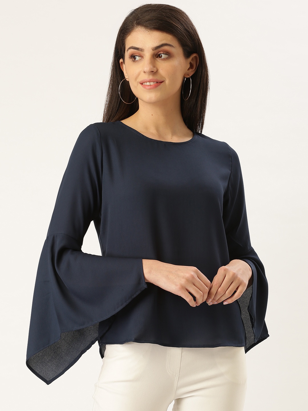 

Style Quotient Women Navy Blue Solid Top