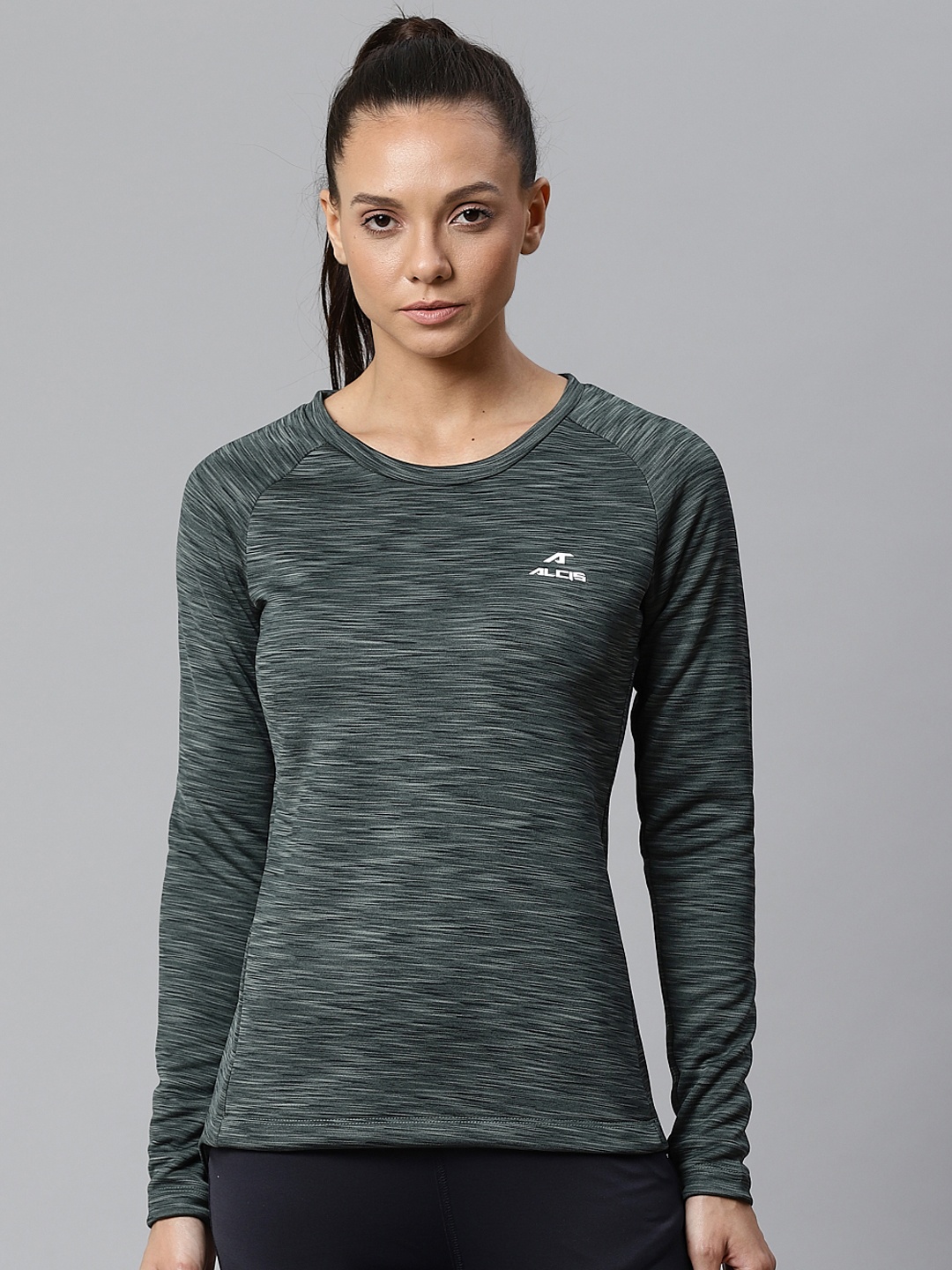 

Alcis Women Green Self Design Running Sweatshirt