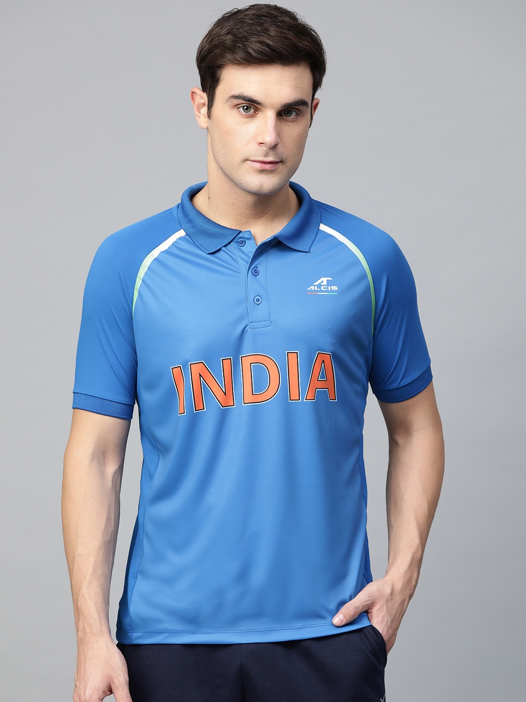 

Alcis Men Blue India Team Printed Polo Collar T-shirt