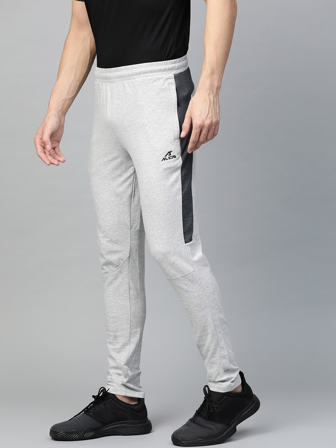 

Alcis Men Grey Melange Solid Track Pants