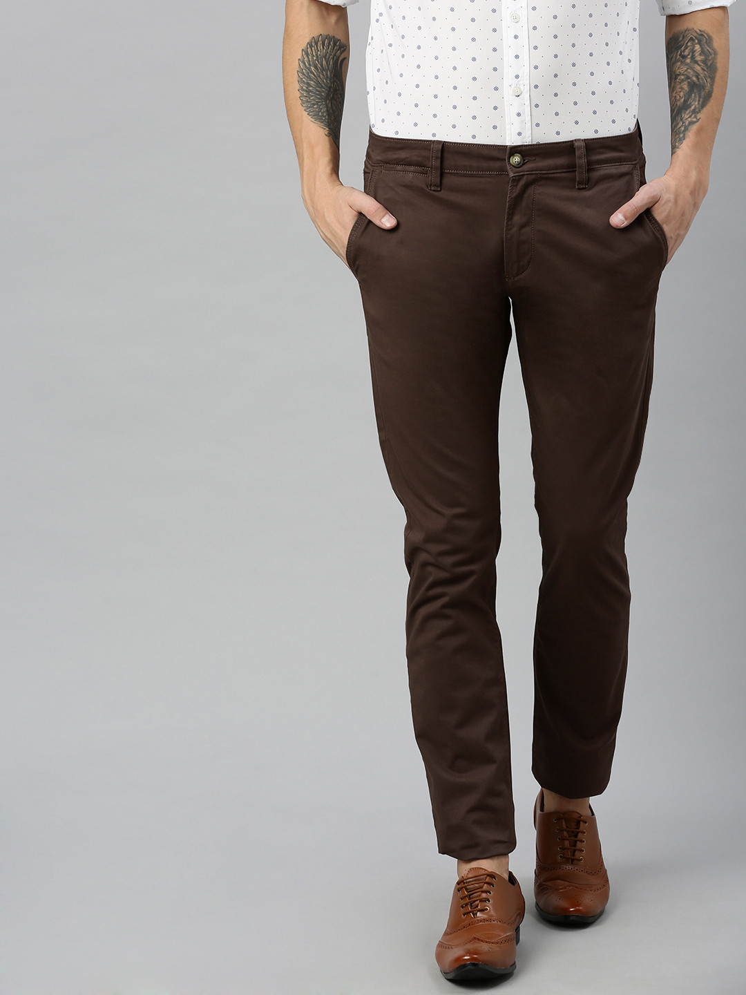 

Nautica Men Brown Slim Fit Solid Chinos
