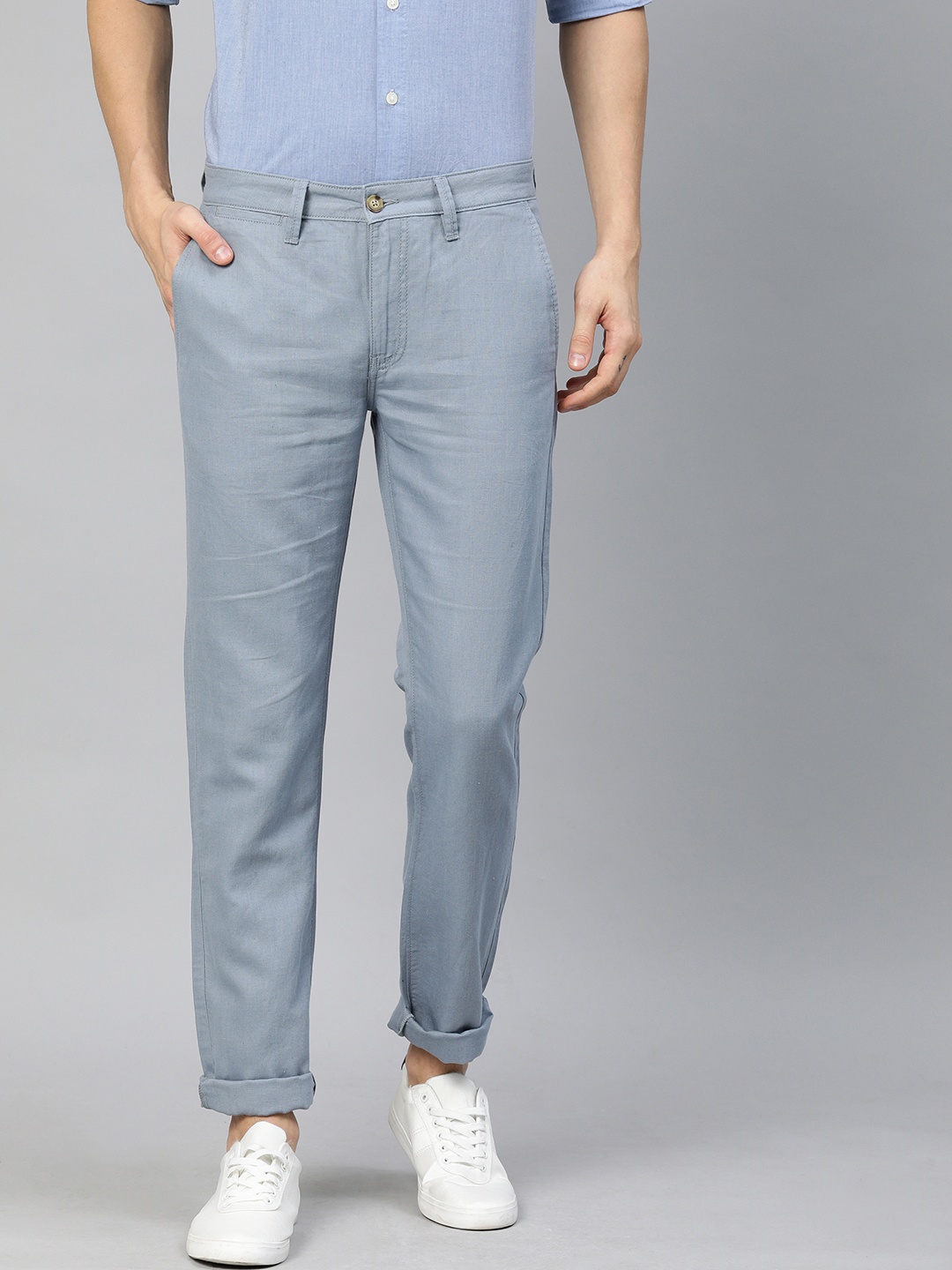 

Nautica Men Blue Regular Fit Solid Regular Trousers
