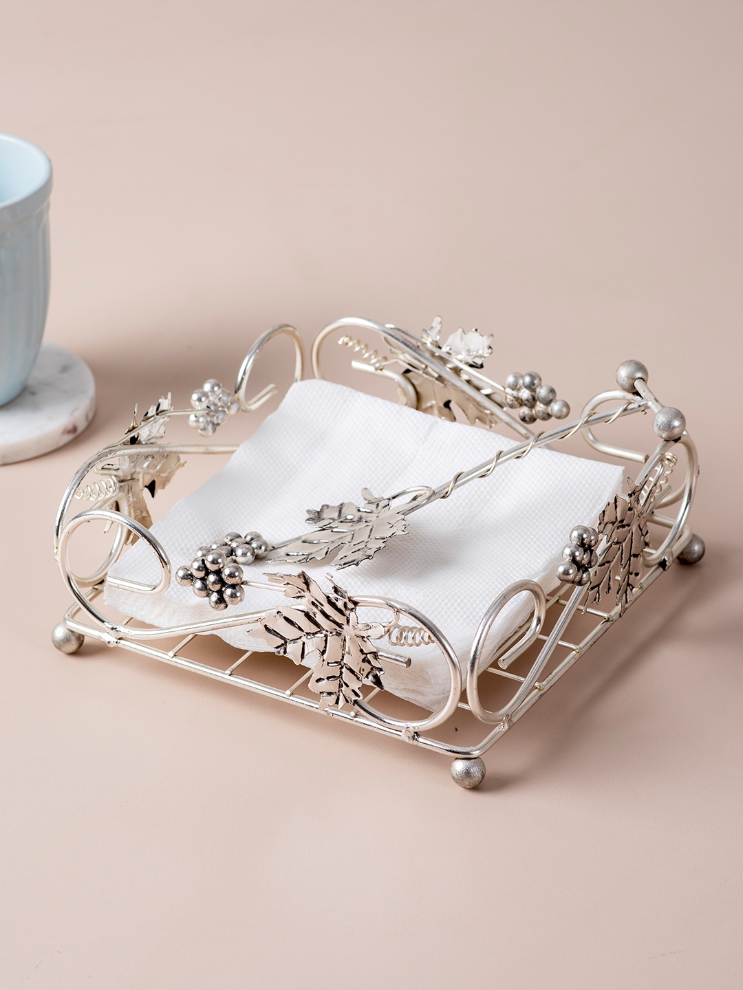 

nestroots Silver-Toned Napkin & Tissue Paper Holder