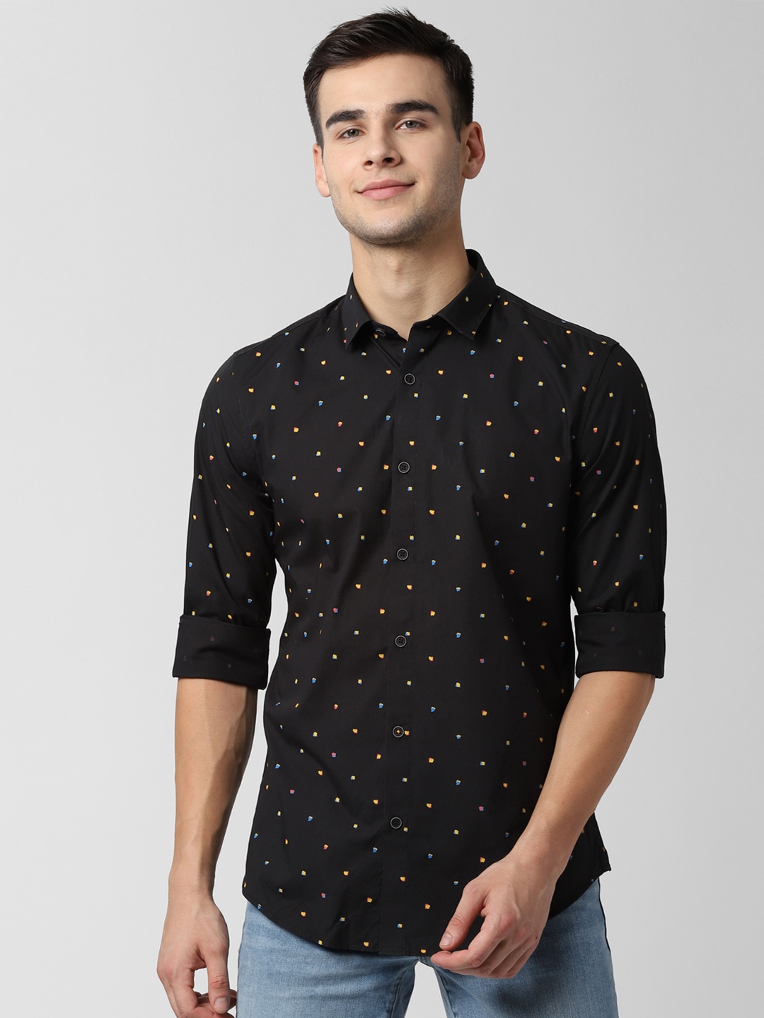 

Peter England Men Black Slim Fit Printed Casual Shirt