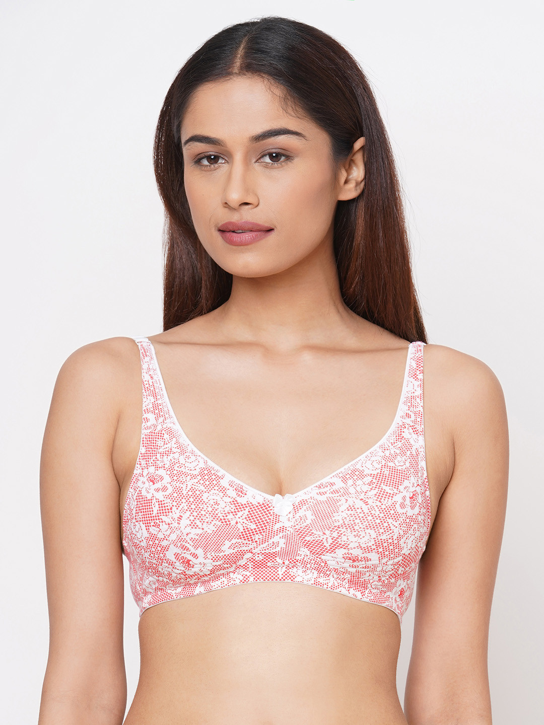 

Inner Sense White & Red Printed Organic Cotton Antimicrobial Side Support Bra ISB057