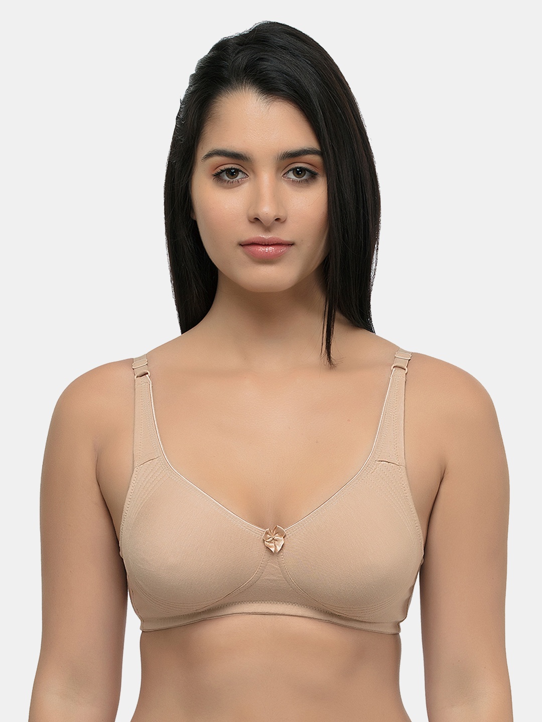 

Inner Sense Beige Solid Organic Cotton Antimicrobial Seamless Side Support Bra ISB057