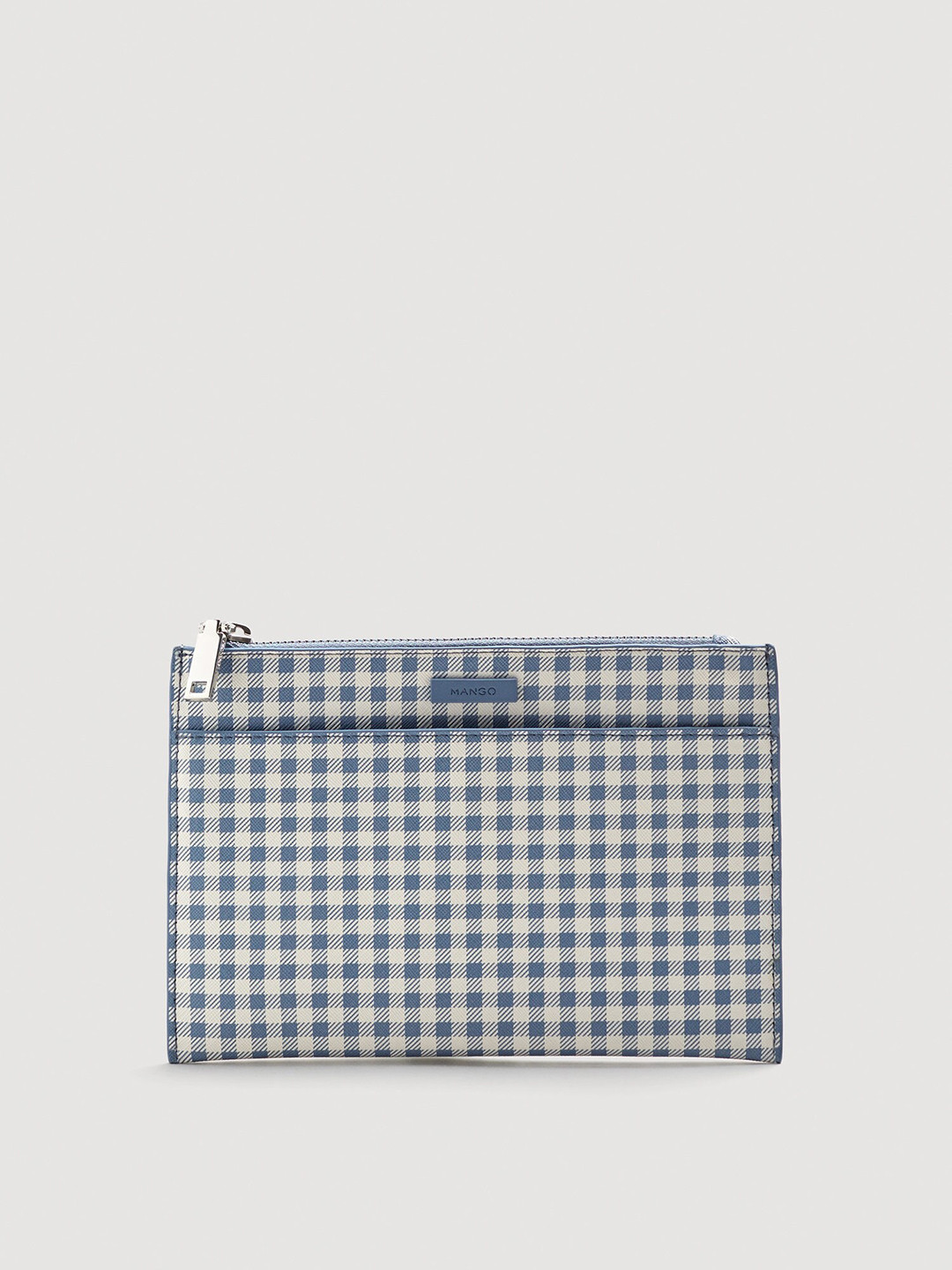 

MANGO Women Blue & White Checked Cosmetic Travel Pouch