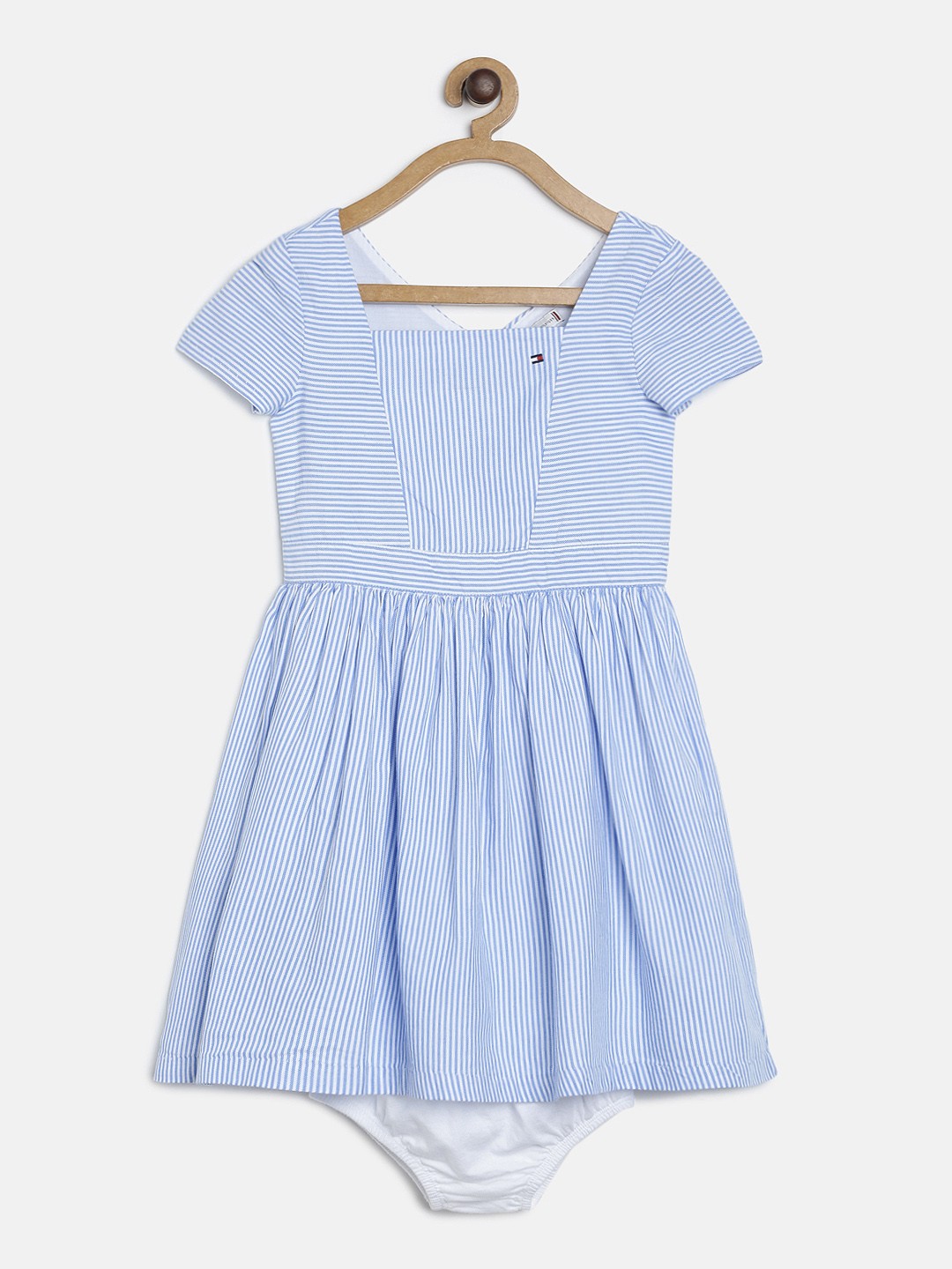 

Tommy Hilfiger Girls Blue & White Striped Fit and Flare Dress