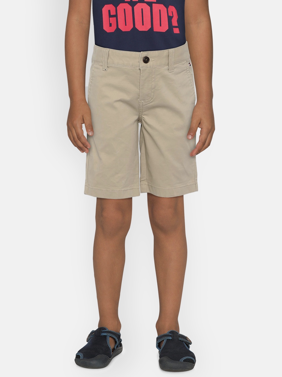 

Tommy Hilfiger Boys Cream-Coloured Solid Regular Fit Chino Shorts