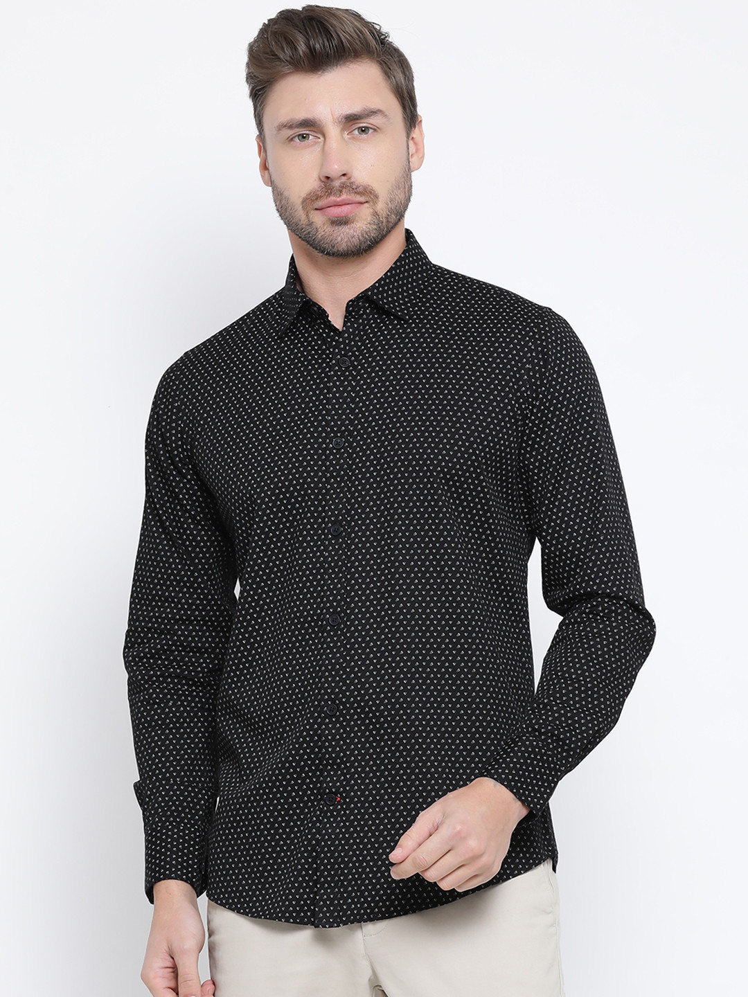

Monte Carlo Men Black Slim Fit Printed Casual Shirt