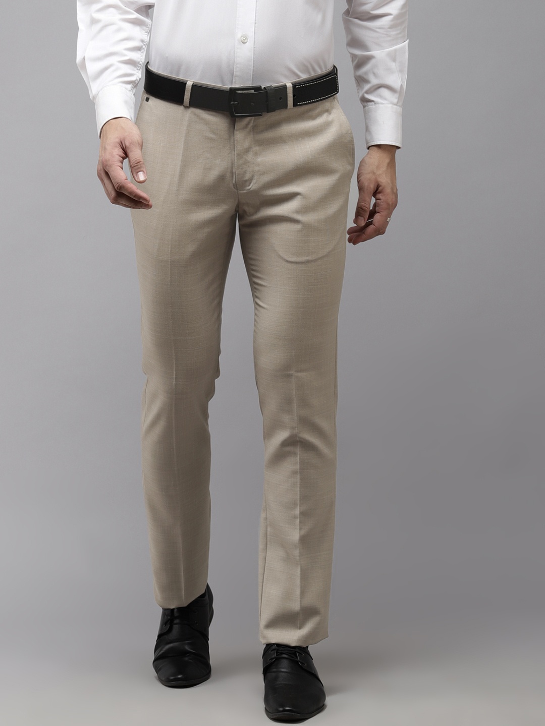 

Blackberrys Men Beige Self Design Skinny Fit Trousers