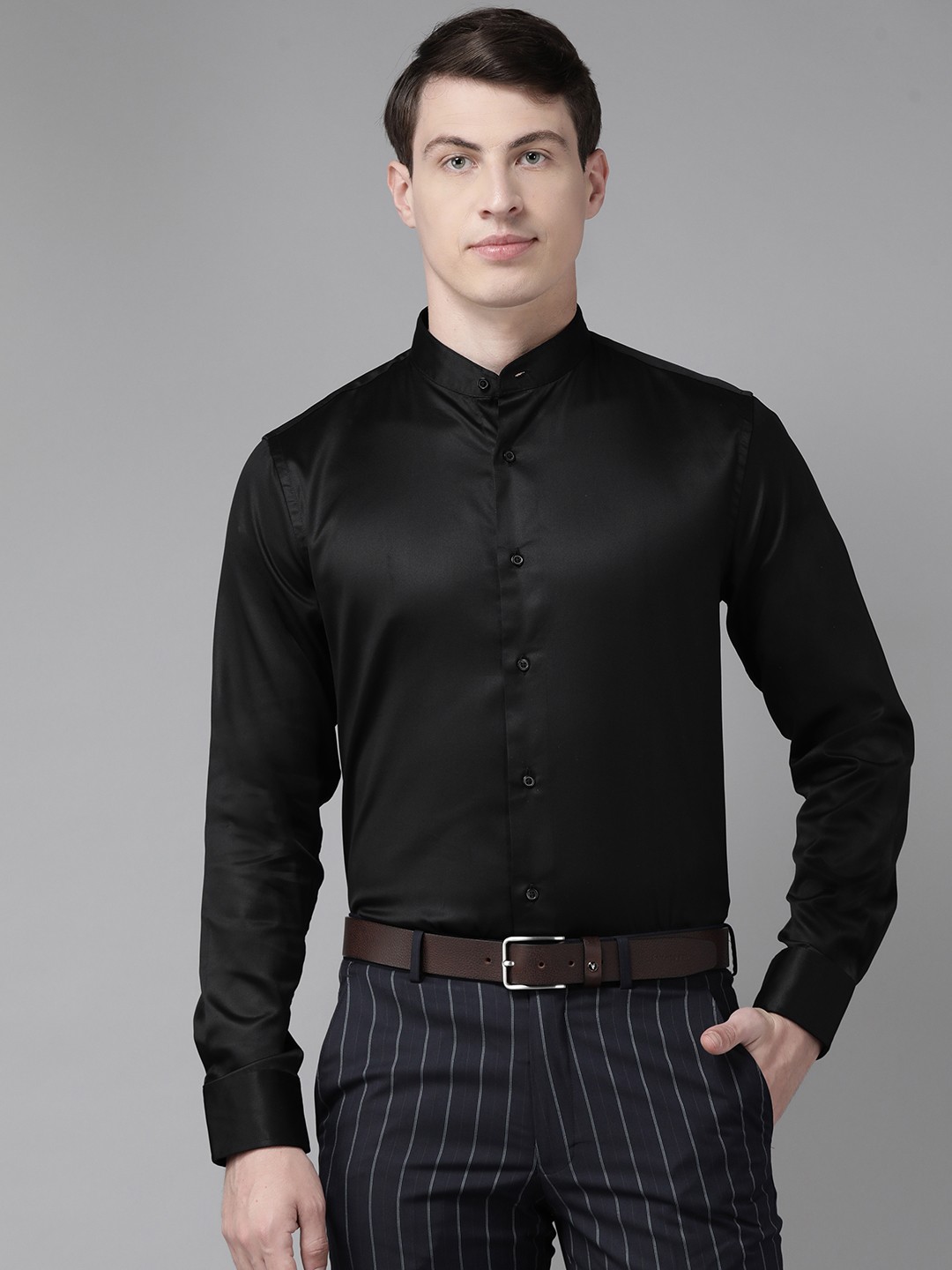 

Blackberrys Cotton Slim Fit Semiformal Shirt, Black