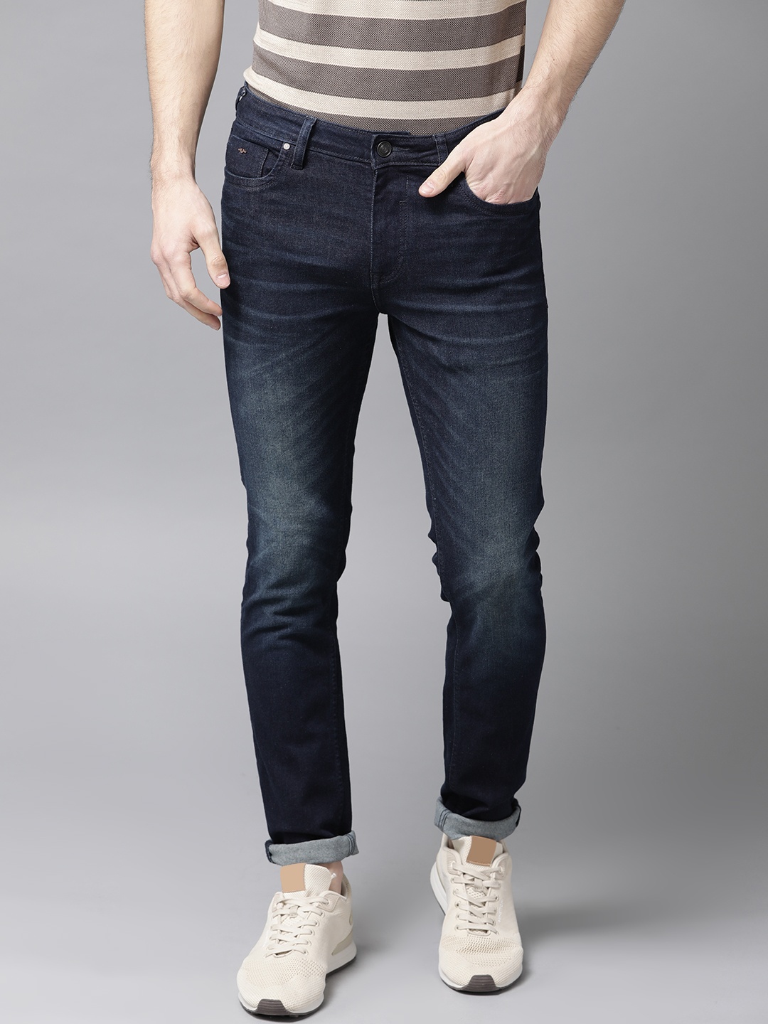 

Blackberrys Men Navy Blue Yonk Skinny Fit Low-Rise Clean Look Stretchable Jeans