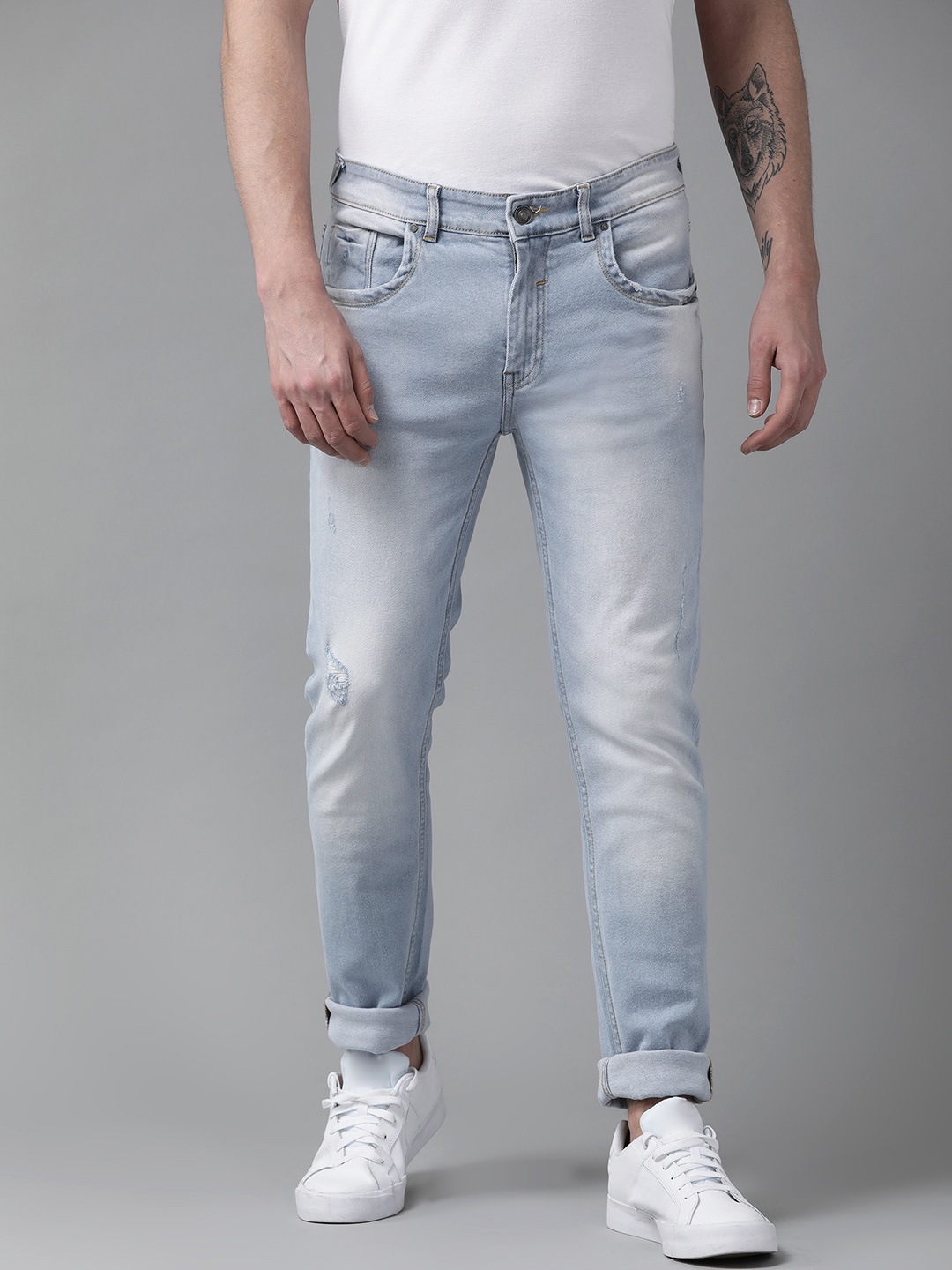 

Blackberrys Men Blue Skinny Fit Low-Rise Low Distress Stretchable Jeans