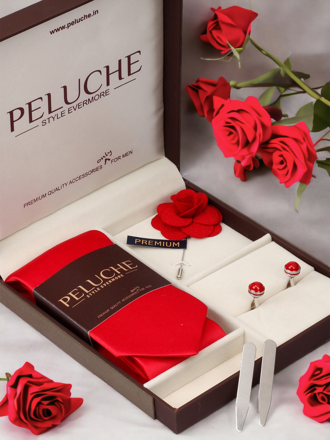 

PELUCHE Men Red & Silver-Toned Accessory Gift Set