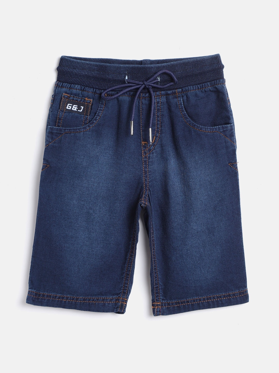 

Gini and Jony Boys Navy Blue Washed Regular Fit Chambray Shorts