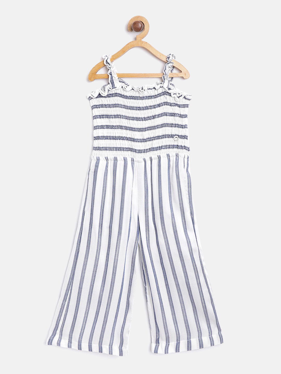 

Gini and Jony Girls Navy Blue & White Striped Basic Jumpsuit