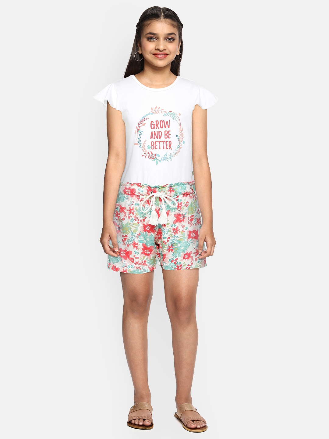 

Gini and Jony Girls Multicoloured Printed Playsuit, Multi