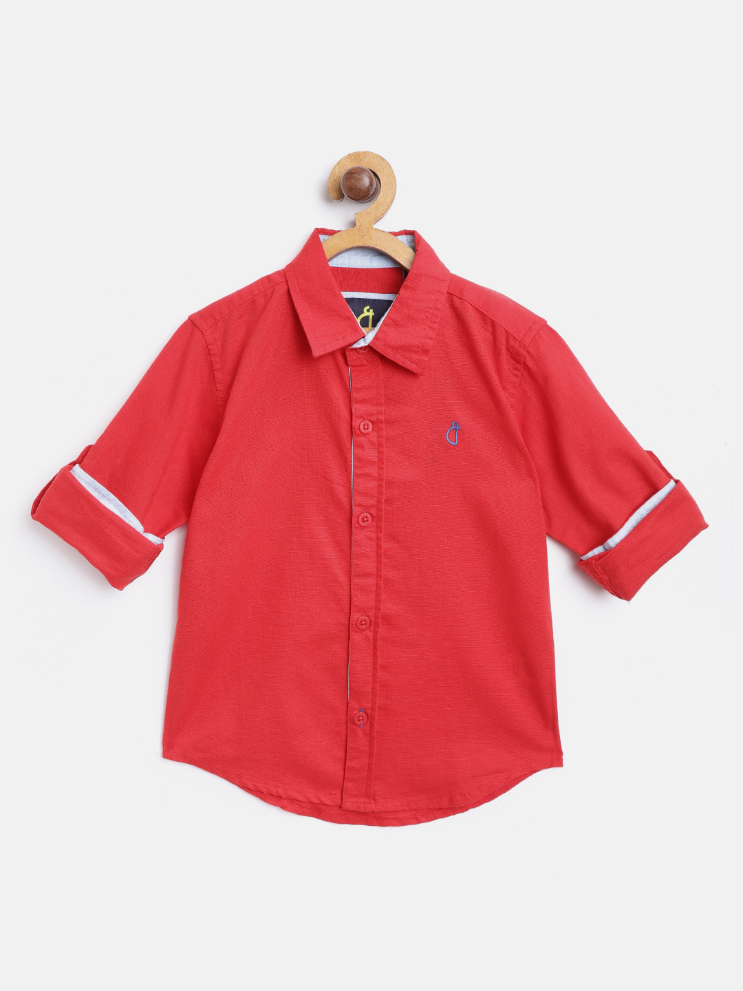 

Gini and Jony Boys Red Regular Fit Solid Casual Shirt