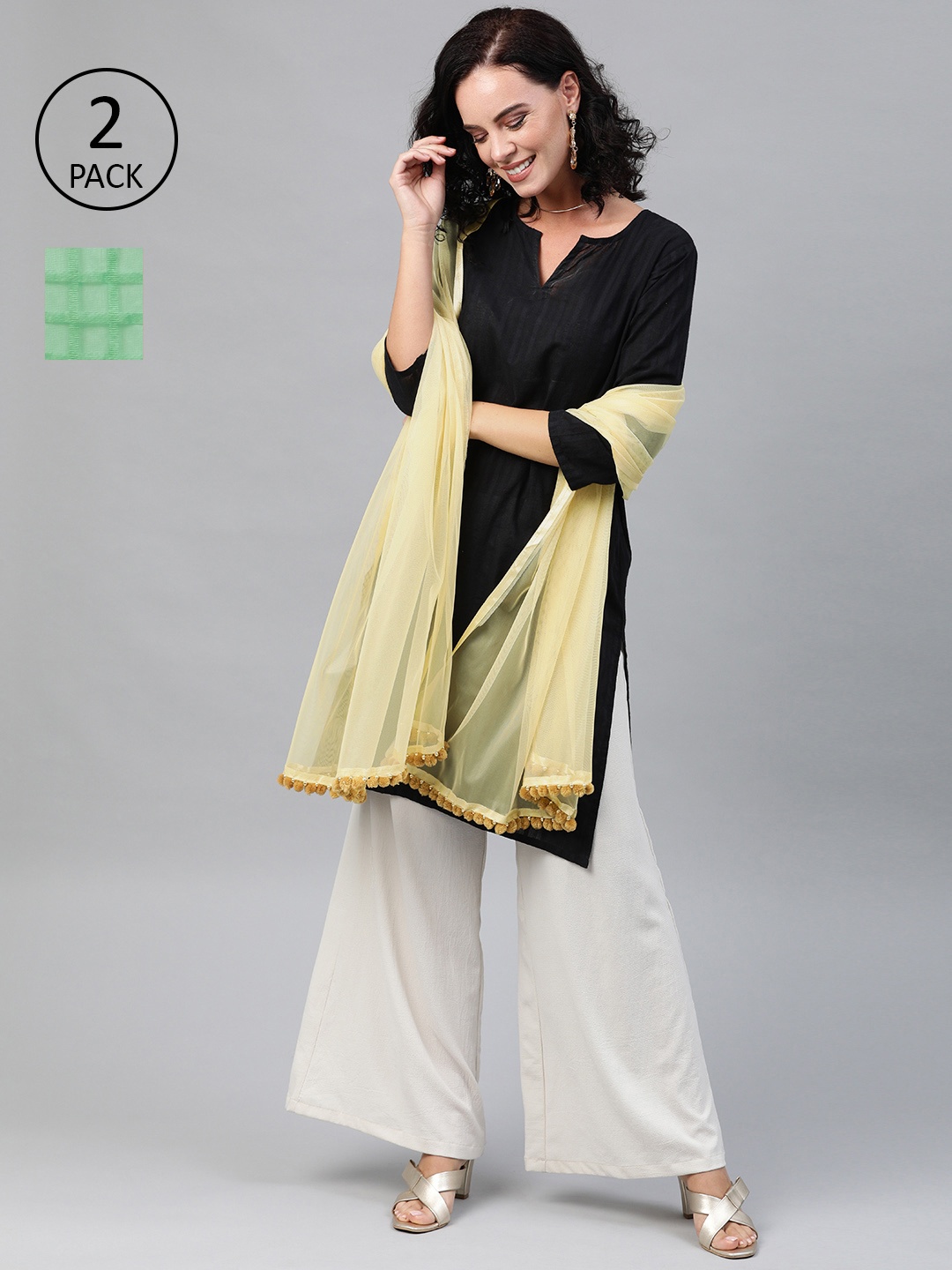 

Tulsattva Pack of 2 Dupattas, Green