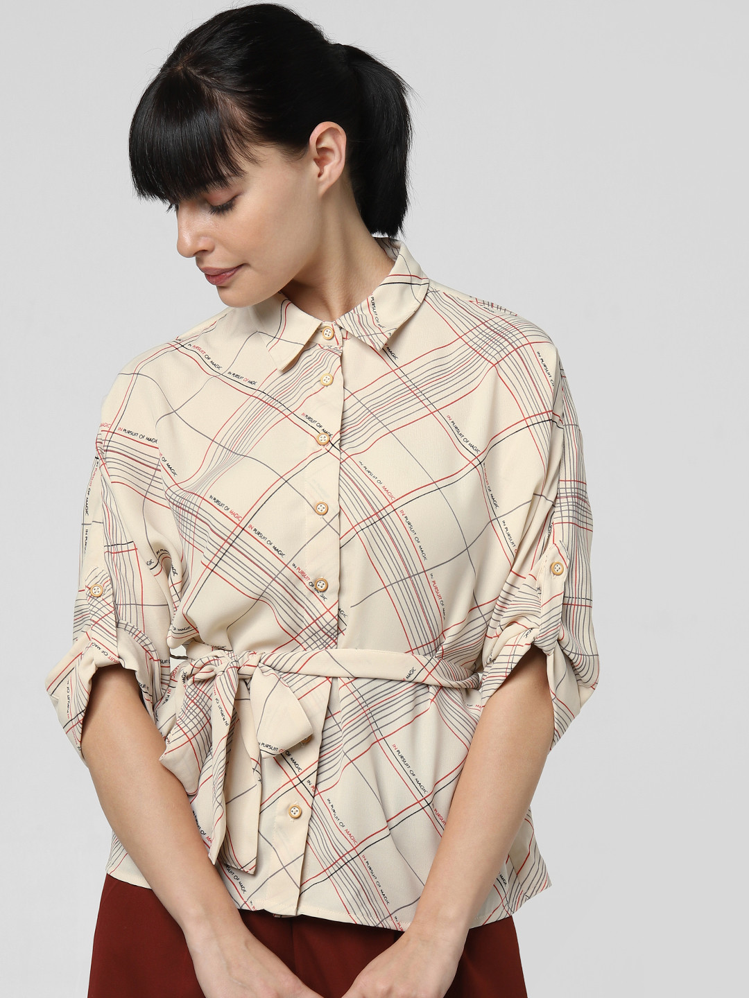

Vero Moda Women Beige Regular Fit Printed Casual Shirt