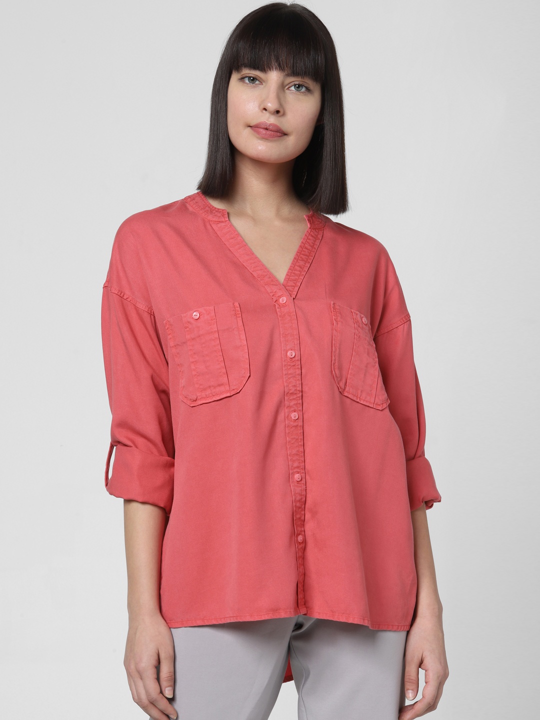 

Vero Moda Women Pink Regular Fit Solid Casual Shirt
