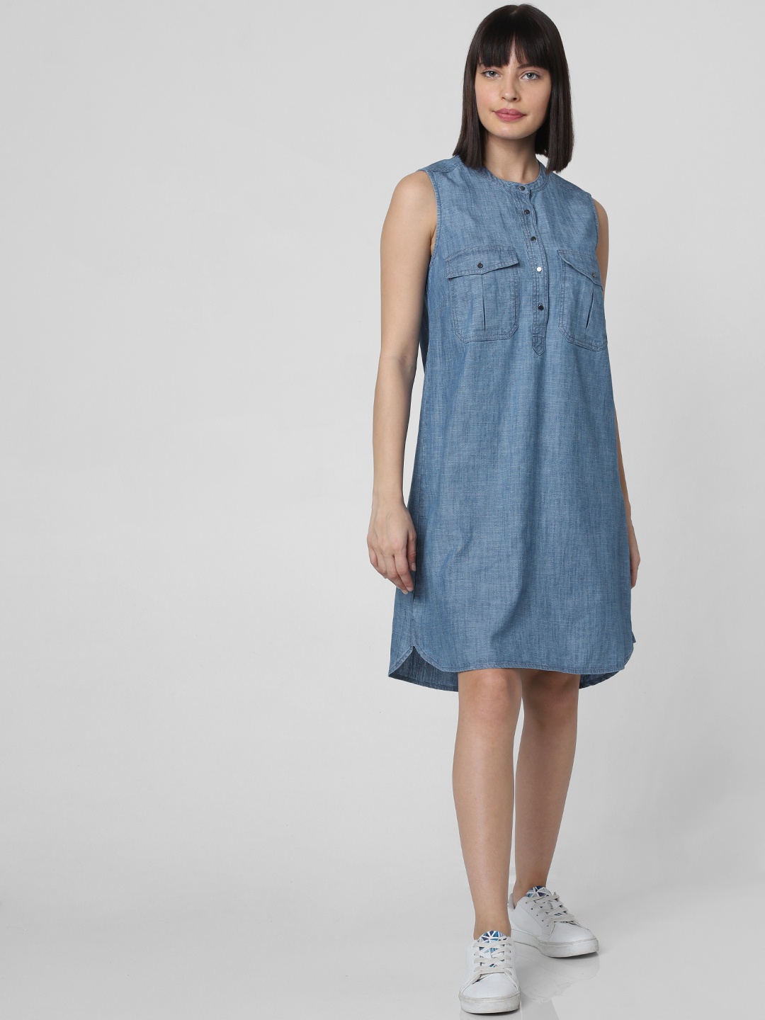 

Vero Moda Women Blue Denim A-Line Denim Dress